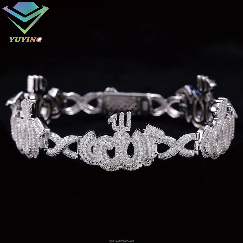 Hot Selling 10mm Moissanite Hip Hop Custom Infinity Cuban Link Bracelet 925 Silver VVS Mossanite Iced Out Diamond Cuban Bracelet
