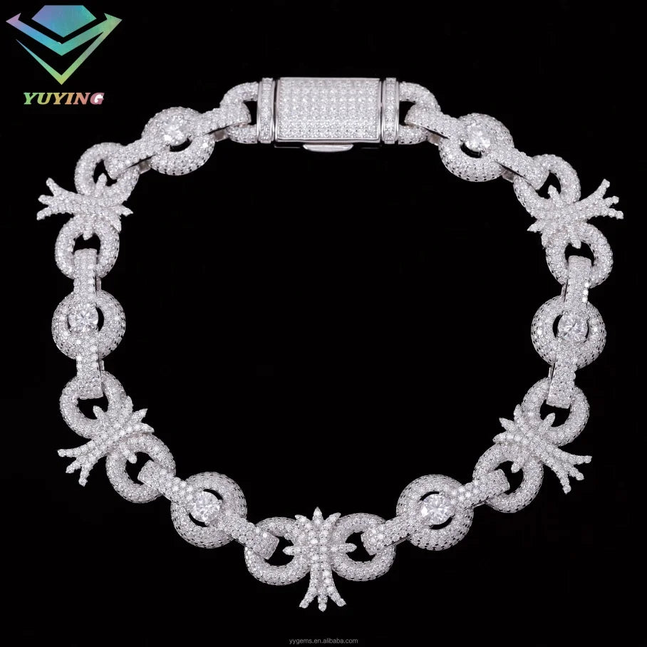 Luxury Men's Silver 925 Hip Hop Diamond Tester Bracelet VVS Moissanite Custom Cuban Chain Sale Pass Jewelry
