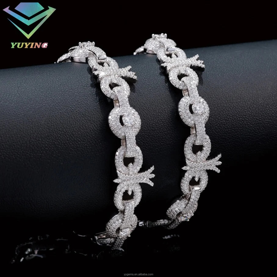 Luxury Men's Silver 925 Hip Hop Diamond Tester Bracelet VVS Moissanite Custom Cuban Chain Sale Pass Jewelry