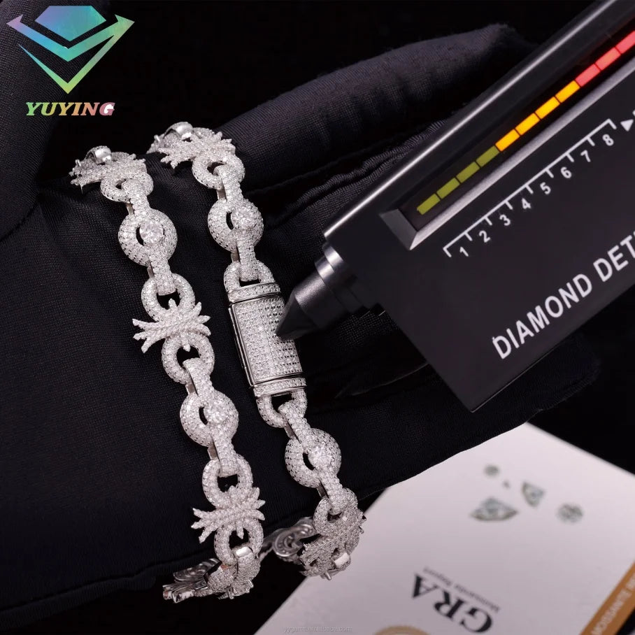 Luxury Men's Silver 925 Hip Hop Diamond Tester Bracelet VVS Moissanite Custom Cuban Chain Sale Pass Jewelry