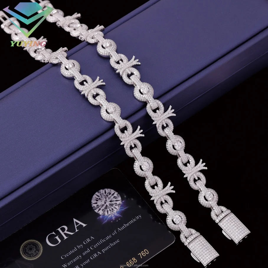 Luxury Men's Silver 925 Hip Hop Diamond Tester Bracelet VVS Moissanite Custom Cuban Chain Sale Pass Jewelry