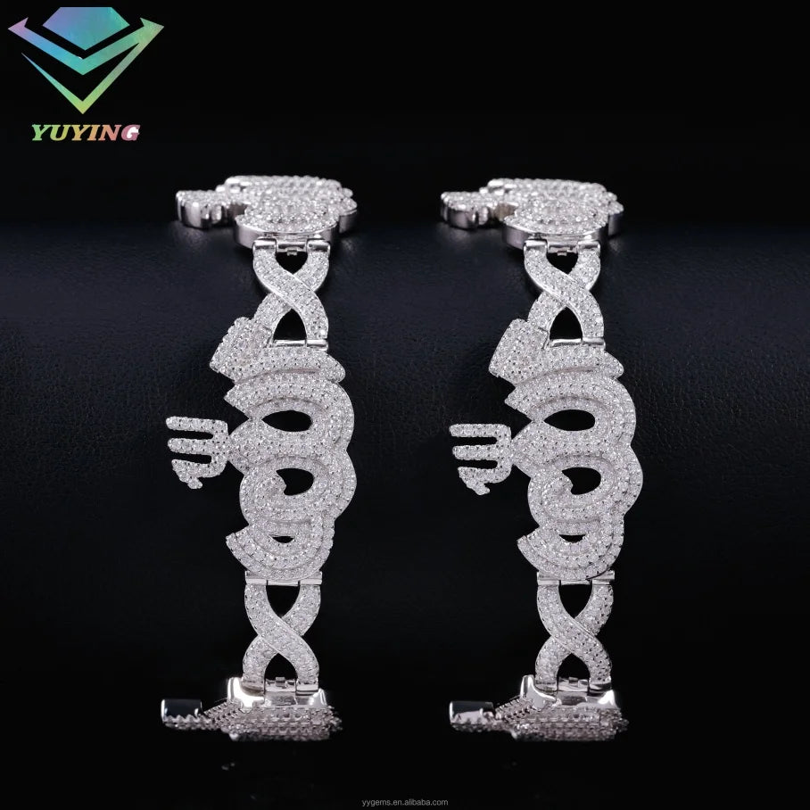 Hot Selling 10mm Moissanite Hip Hop Custom Infinity Cuban Link Bracelet 925 Silver VVS Mossanite Iced Out Diamond Cuban Bracelet