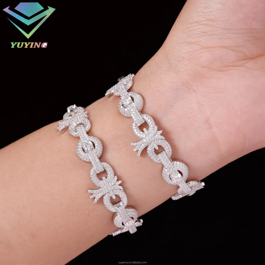 Luxury Men's Silver 925 Hip Hop Diamond Tester Bracelet VVS Moissanite Custom Cuban Chain Sale Pass Jewelry