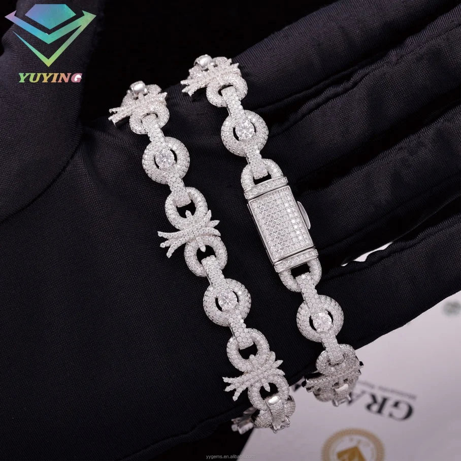 Luxury Men's Silver 925 Hip Hop Diamond Tester Bracelet VVS Moissanite Custom Cuban Chain Sale Pass Jewelry