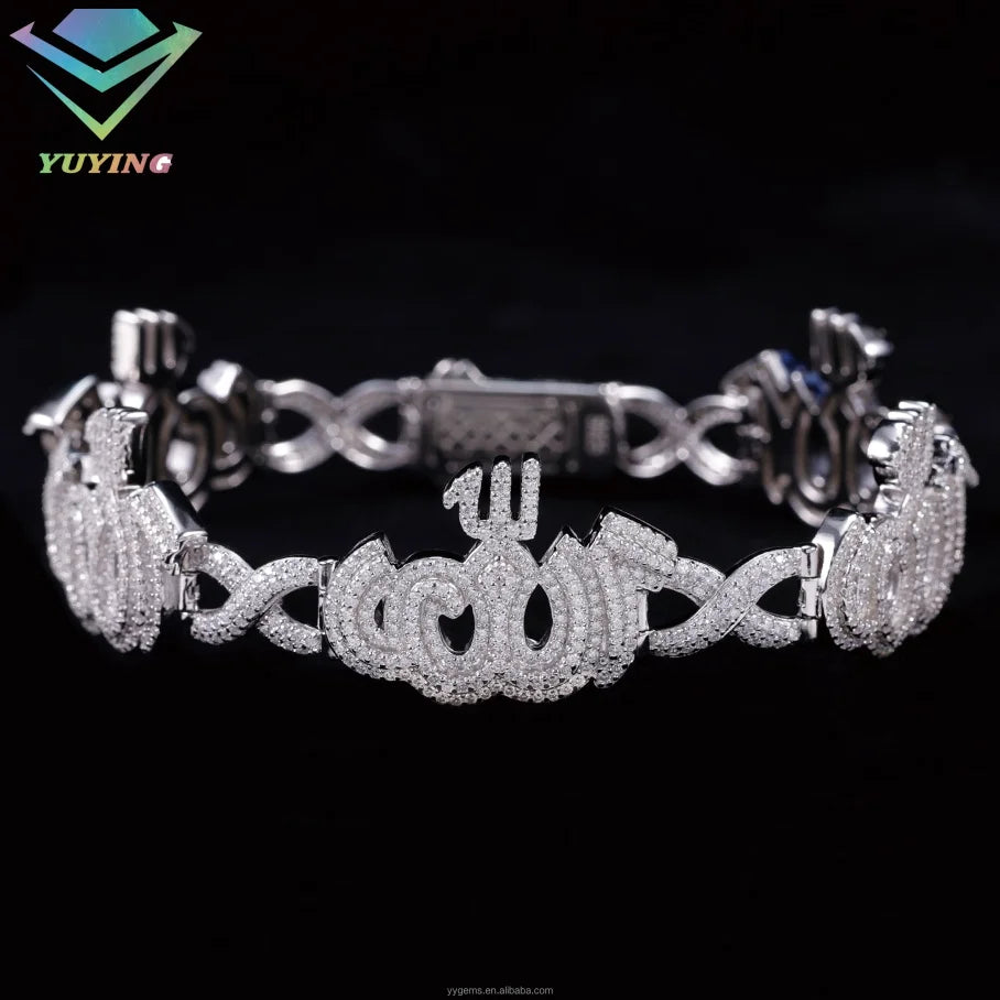 Hot Selling 10mm Moissanite Hip Hop Custom Infinity Cuban Link Bracelet 925 Silver VVS Mossanite Iced Out Diamond Cuban Bracelet