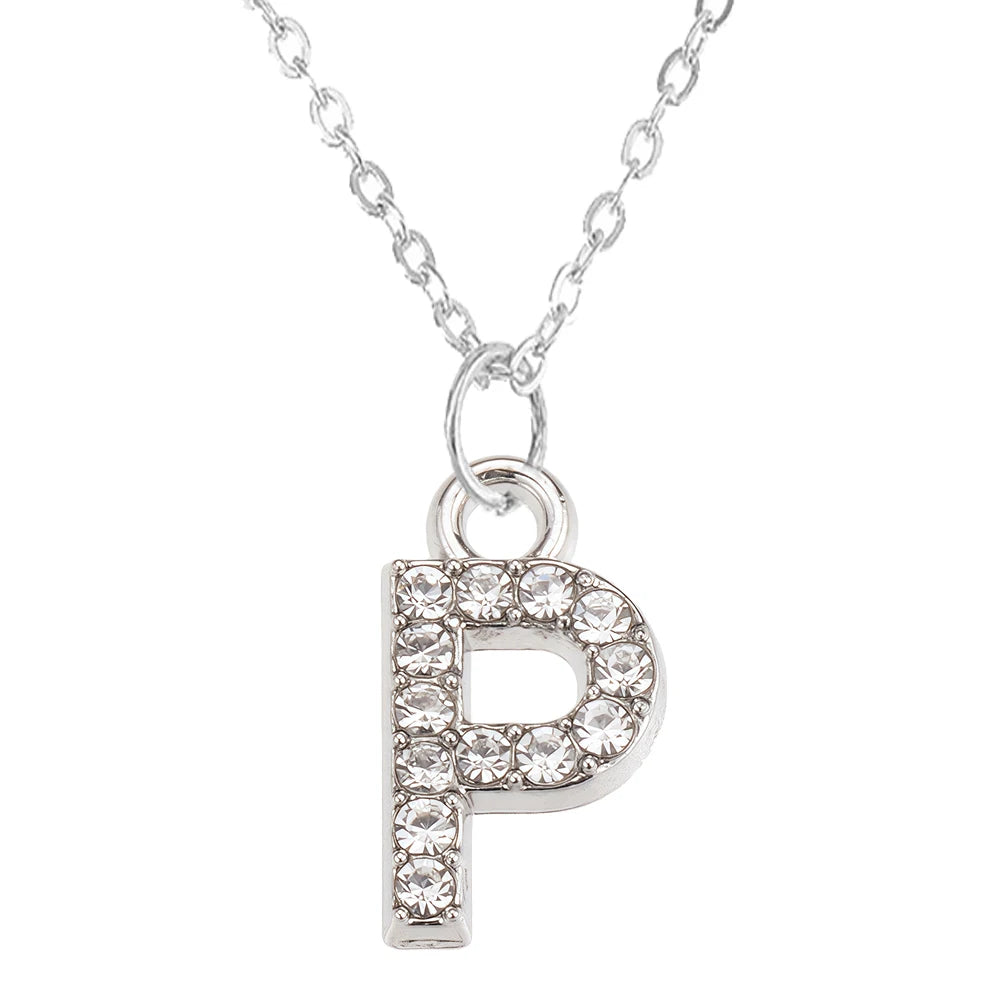 Fashion Shining A-Z Letter Pendant Charm Necklace 26 Initial Alphabet Name Clavicle Chain Party Valentine's Day Jewelry Gift