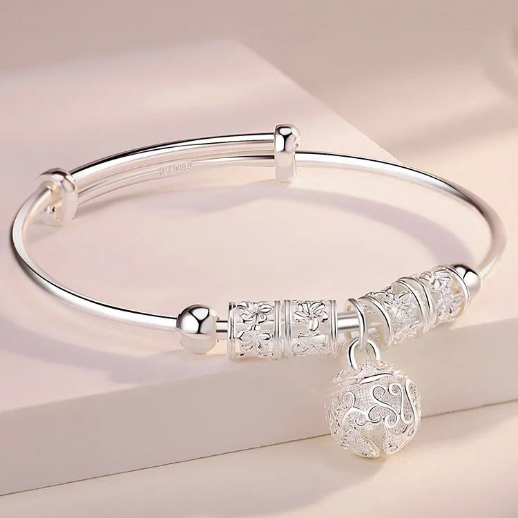 Fine 925 Sterling Silver Open Bracelets For Women Vintage Design Versatile Round Beads Bracelets Party Wedding Exquisite Jewelry