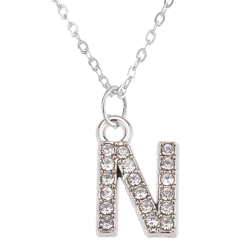 Fashion Shining A-Z Letter Pendant Charm Necklace 26 Initial Alphabet Name Clavicle Chain Party Valentine's Day Jewelry Gift