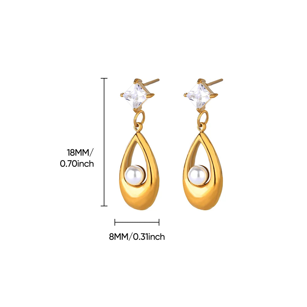 Circle Earrings For Women Vintage Punk Baroque Pearl Earrings Stainless Steel Ear Clip Women Jewelry Imitation Pearl Gift Mujer