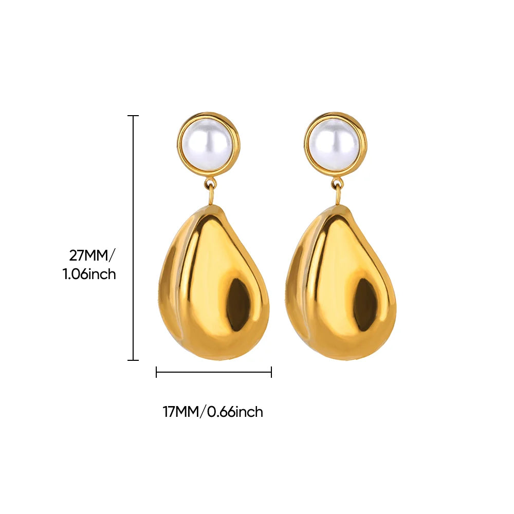 Circle Earrings For Women Vintage Punk Baroque Pearl Earrings Stainless Steel Ear Clip Women Jewelry Imitation Pearl Gift Mujer