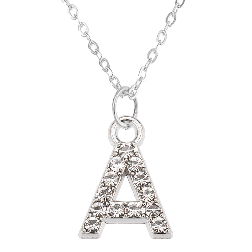 Fashion Shining A-Z Letter Pendant Charm Necklace 26 Initial Alphabet Name Clavicle Chain Party Valentine's Day Jewelry Gift