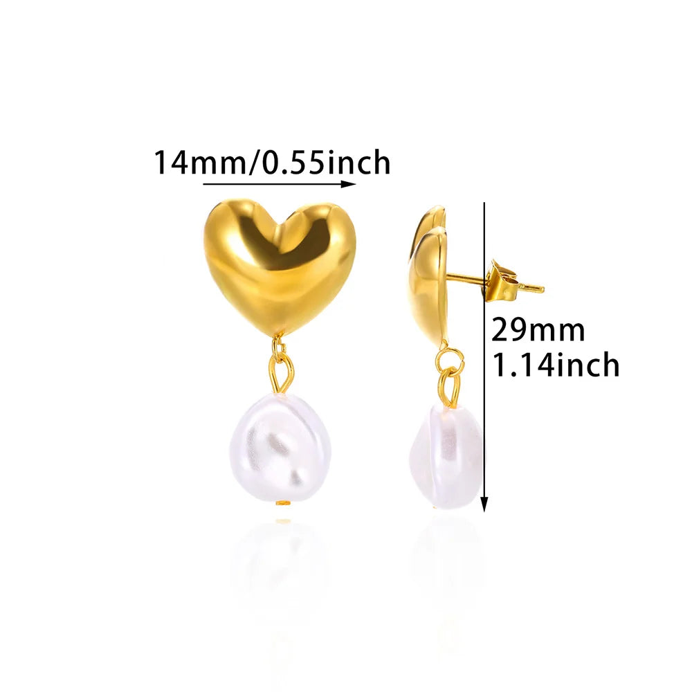 Circle Earrings For Women Vintage Punk Baroque Pearl Earrings Stainless Steel Ear Clip Women Jewelry Imitation Pearl Gift Mujer