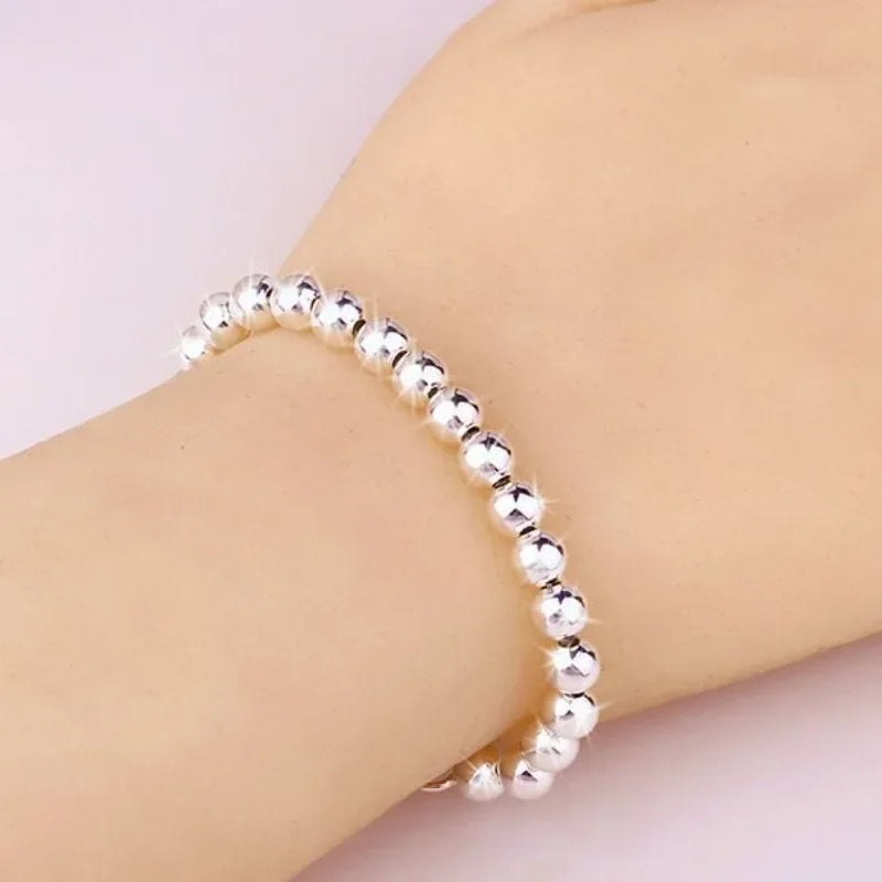 925 Sterling Silver Ball Bracelets For Women Fashion Designer Round Beads Adjustable Charm Bracelet Party Wedding Jewelry Gifts
