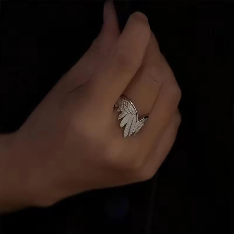 Retro Angel Wings Ring For Women Girls Punk Gothic Adjustable Open Ring Handmade Designer Jewelry Accessories Gift e783
