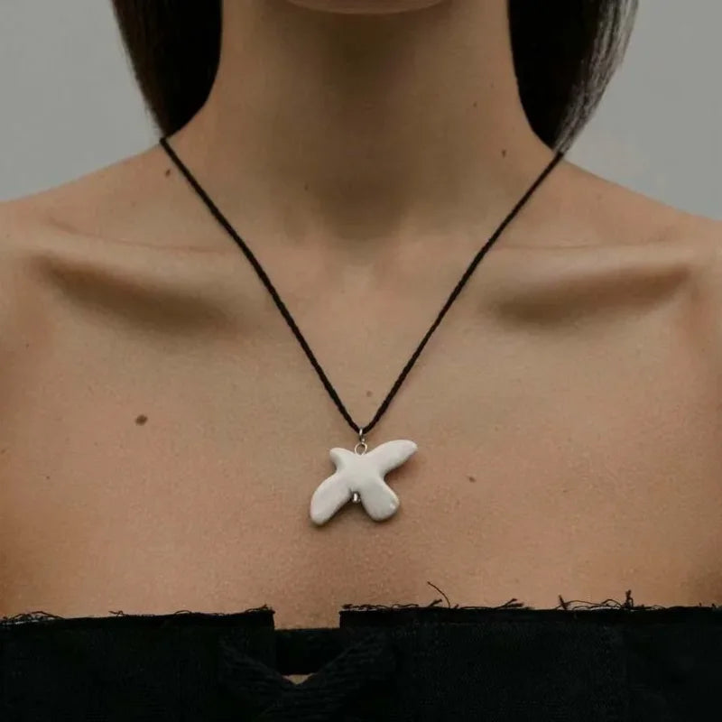 2025 Fashion White Peace Dove Pendant Necklace for Women Vintage Metal Geometric Round Ear Hoop Jewelry Girls Gift