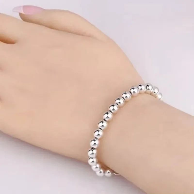 925 Sterling Silver Ball Bracelets For Women Fashion Designer Round Beads Adjustable Charm Bracelet Party Wedding Jewelry Gifts