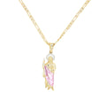 Saint Jude Necklace 14K Gold Plated San Judas Pendant Figaro Chain