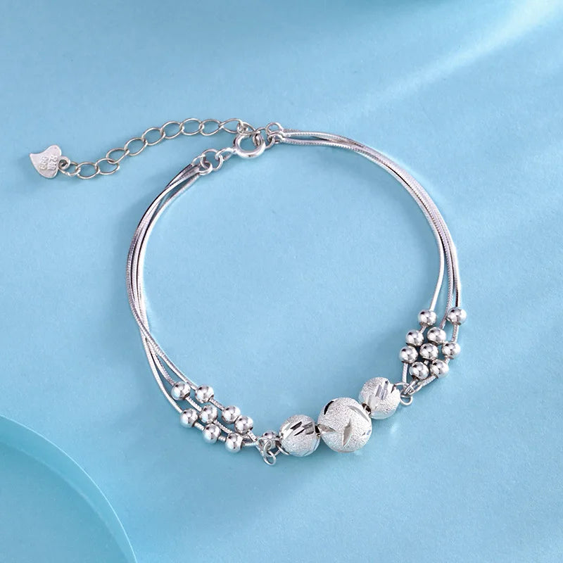 925 Sterling Silver Heart Shaped Bracelet For Women Retro Korean Versatile Pink Crystal Charm Bracelets Original Party Jewelry