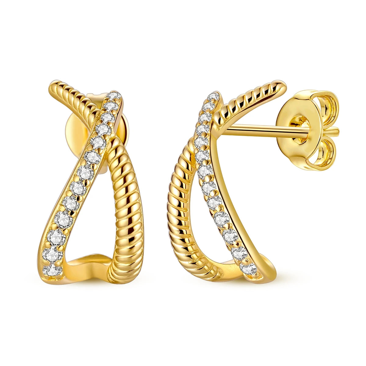 Gold Color Silver 925 Earring For Woman Round Sun Moon Heart Hoop Earring Original Jewelry
