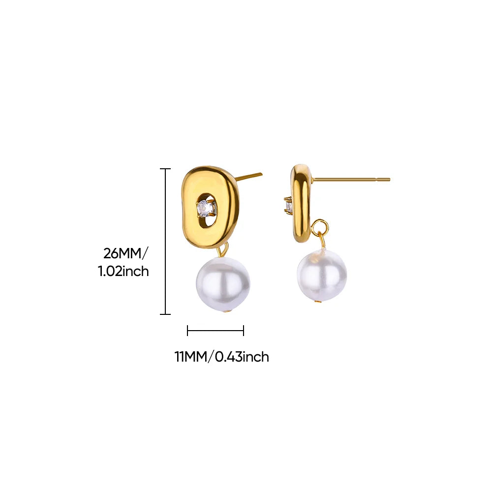 Circle Earrings For Women Vintage Punk Baroque Pearl Earrings Stainless Steel Ear Clip Women Jewelry Imitation Pearl Gift Mujer