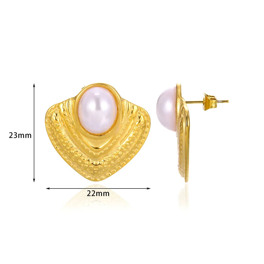 Circle Earrings For Women Vintage Punk Baroque Pearl Earrings Stainless Steel Ear Clip Women Jewelry Imitation Pearl Gift Mujer