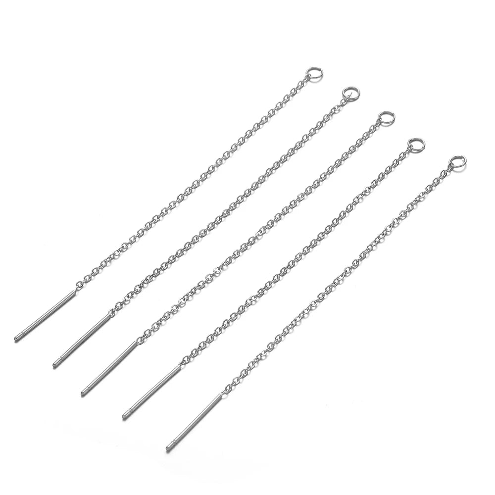 10pcs/lot Stainless Steel Long 8cm Chain Ear Line Earrings for DIY Jewelry Simple Earrings Necklaces Accessories Making Crafts
