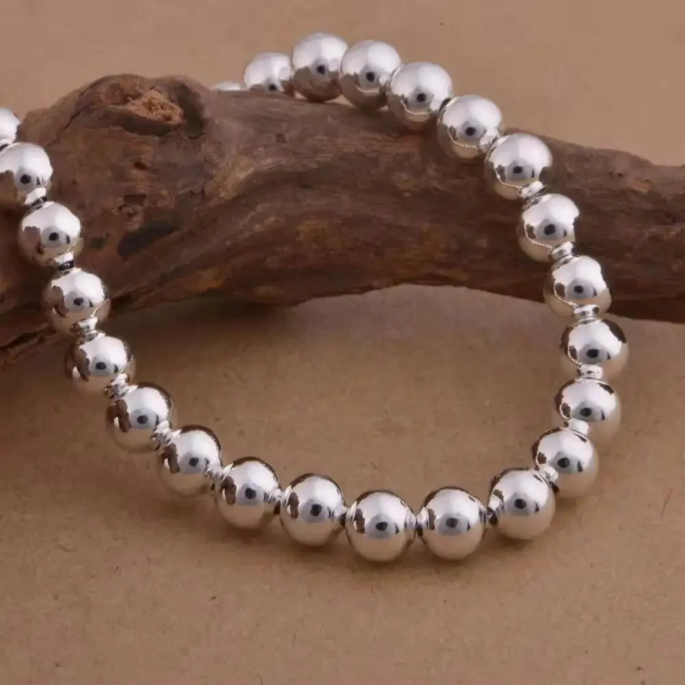925 Sterling Silver Ball Bracelets For Women Fashion Designer Round Beads Adjustable Charm Bracelet Party Wedding Jewelry Gifts