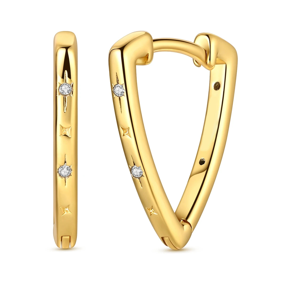 Gold Color Silver 925 Earring For Woman Round Sun Moon Heart Hoop Earring Original Jewelry