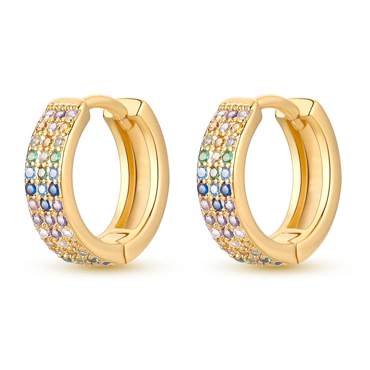 Gold Color Silver 925 Earring For Woman Round Sun Moon Heart Hoop Earring Original Jewelry