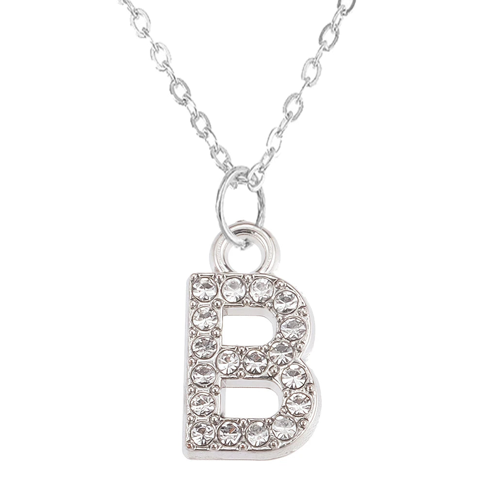 Fashion Shining A-Z Letter Pendant Charm Necklace 26 Initial Alphabet Name Clavicle Chain Party Valentine's Day Jewelry Gift