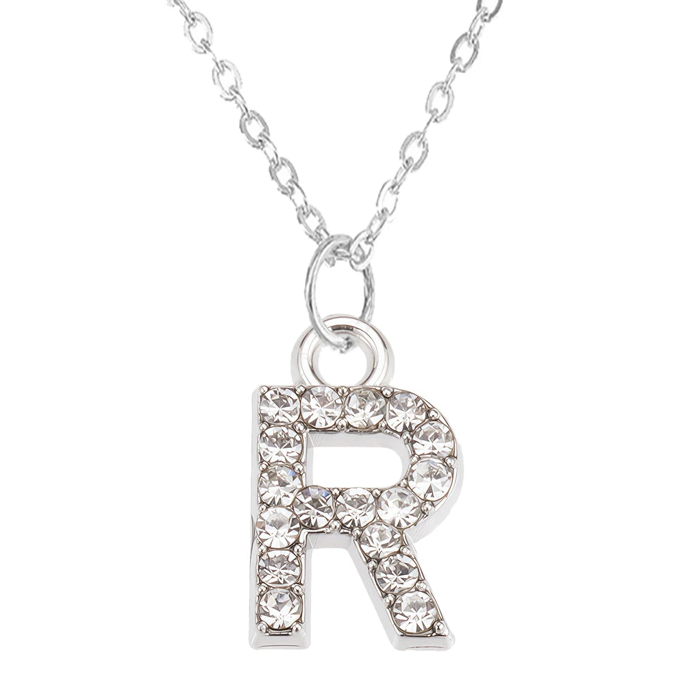 Fashion Shining A-Z Letter Pendant Charm Necklace 26 Initial Alphabet Name Clavicle Chain Party Valentine's Day Jewelry Gift