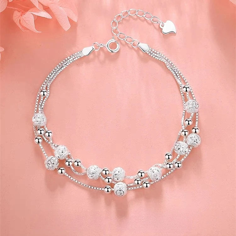 925 Sterling Silver Ball Bracelets For Women Fashion Designer Round Beads Adjustable Charm Bracelet Party Wedding Jewelry Gifts