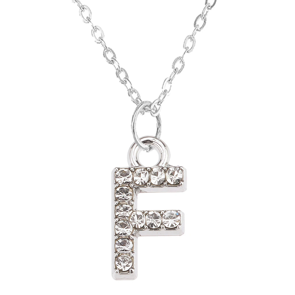 Fashion Shining A-Z Letter Pendant Charm Necklace 26 Initial Alphabet Name Clavicle Chain Party Valentine's Day Jewelry Gift