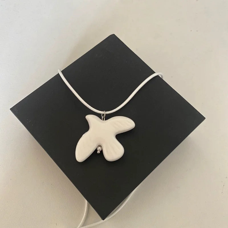 2025 Fashion White Peace Dove Pendant Necklace for Women Vintage Metal Geometric Round Ear Hoop Jewelry Girls Gift