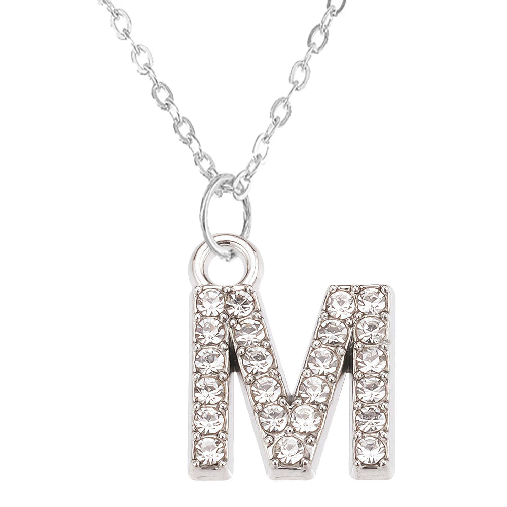 Fashion Shining A-Z Letter Pendant Charm Necklace 26 Initial Alphabet Name Clavicle Chain Party Valentine's Day Jewelry Gift