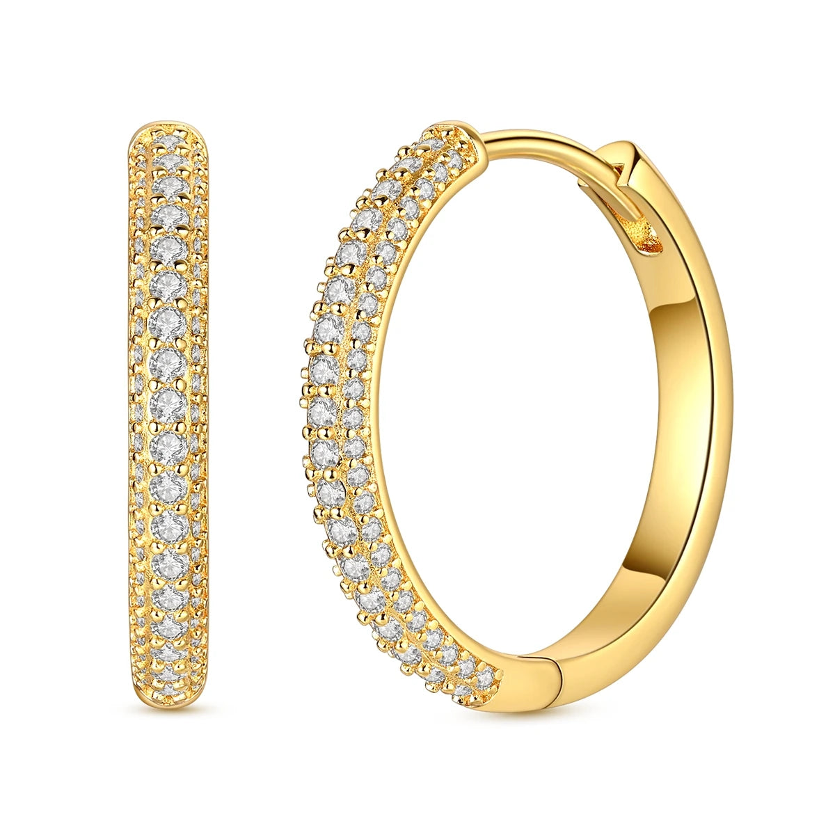 Gold Color Silver 925 Earring For Woman Round Sun Moon Heart Hoop Earring Original Jewelry