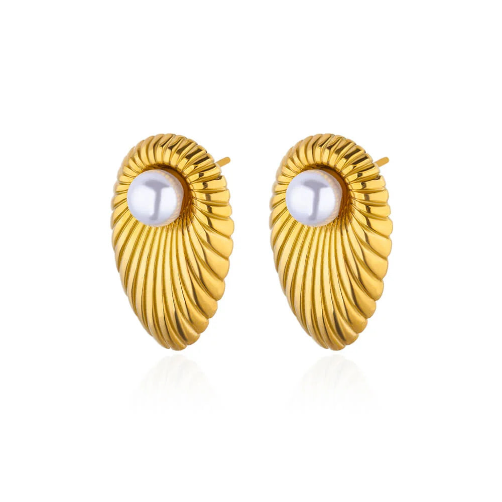 Circle Earrings For Women Vintage Punk Baroque Pearl Earrings Stainless Steel Ear Clip Women Jewelry Imitation Pearl Gift Mujer