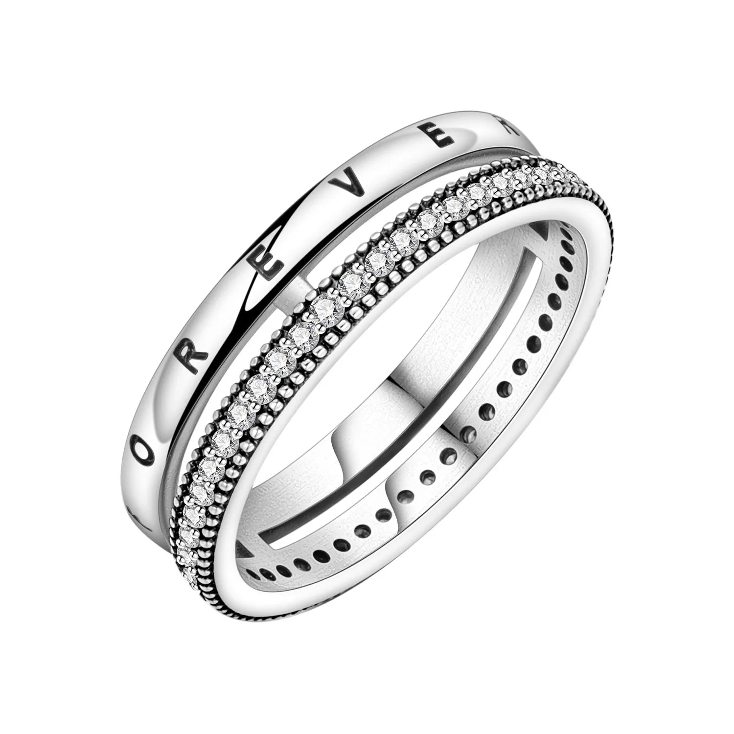 CYCUFF 925 Sterling Silver Designed Simple Fashion 3-Ring Rings Closed Ring for Women Birthday Party Jewelry Gift Ring Comfort