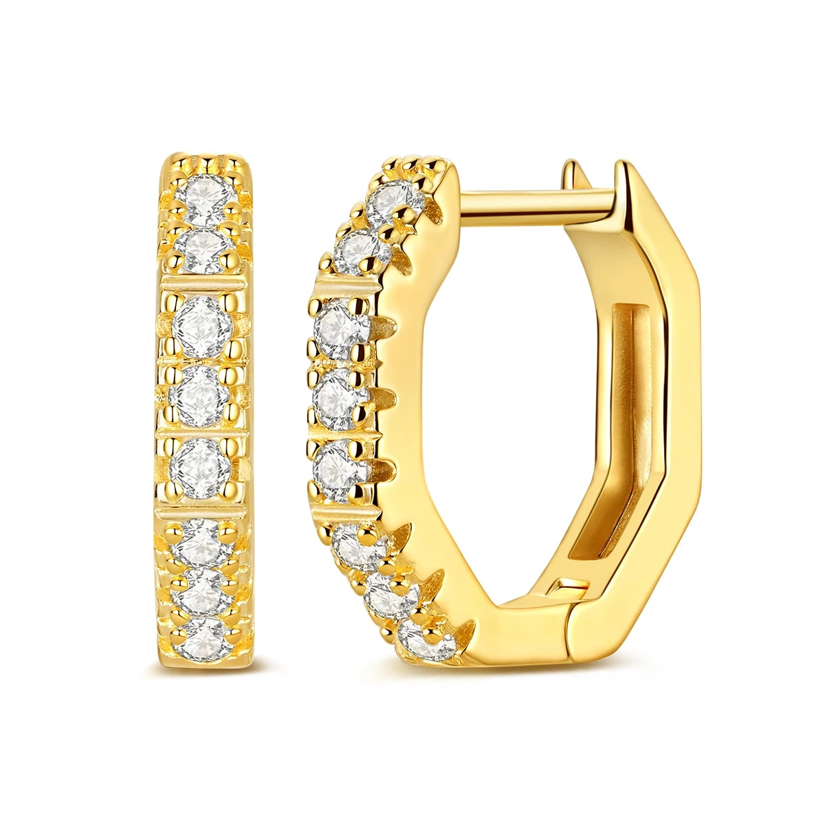 Gold Color Silver 925 Earring For Woman Round Sun Moon Heart Hoop Earring Original Jewelry