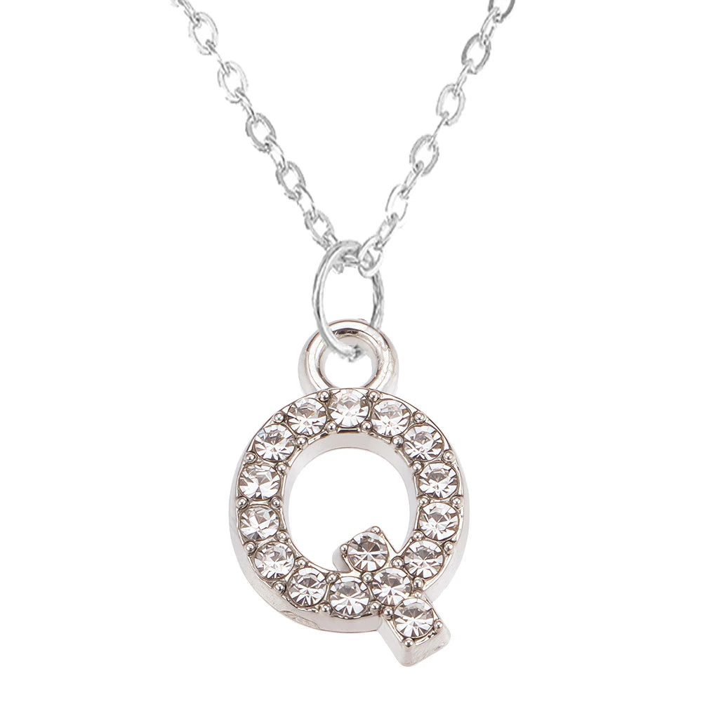 Fashion Shining A-Z Letter Pendant Charm Necklace 26 Initial Alphabet Name Clavicle Chain Party Valentine's Day Jewelry Gift