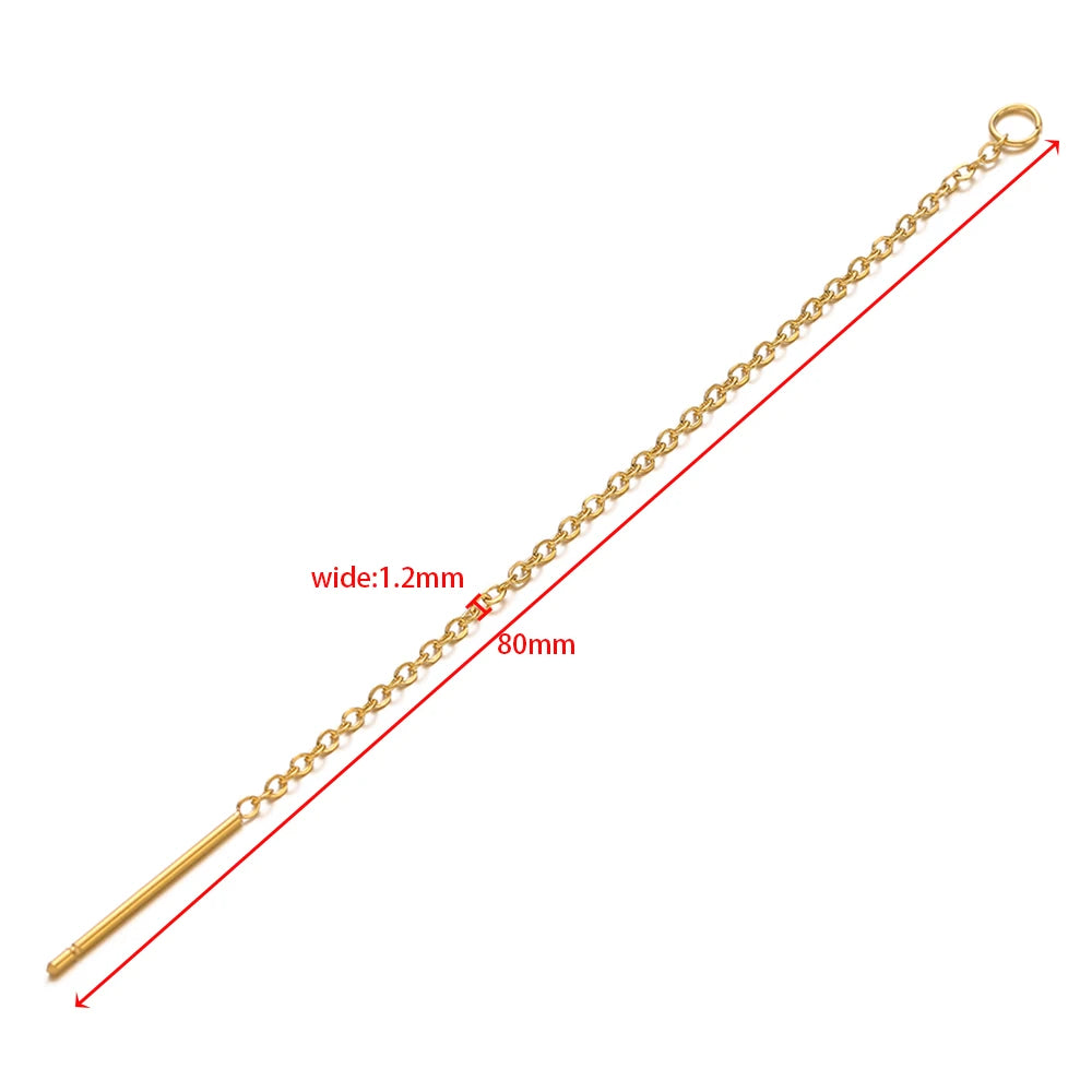 10pcs/lot Stainless Steel Long 8cm Chain Ear Line Earrings for DIY Jewelry Simple Earrings Necklaces Accessories Making Crafts