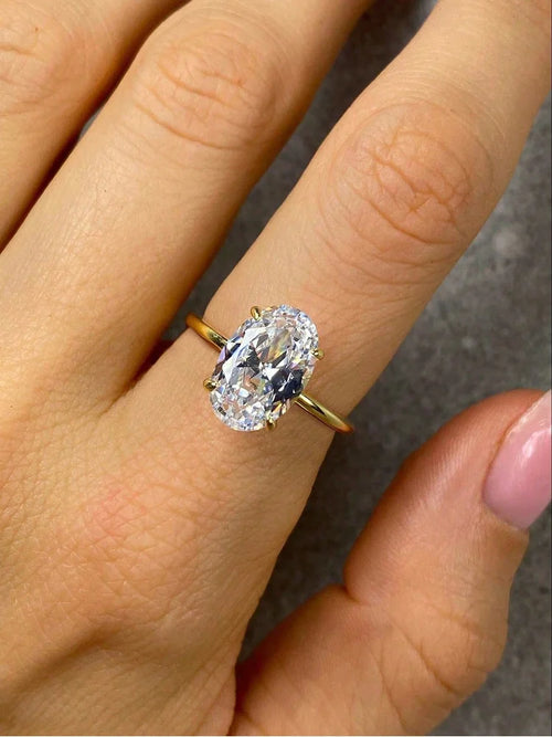 925 Sterling Silve 1-8CT Zircon Gorgeous Shiny Oval Stone Ring For Women Engagement Wedding Luxury High Quality Fine Jewelry