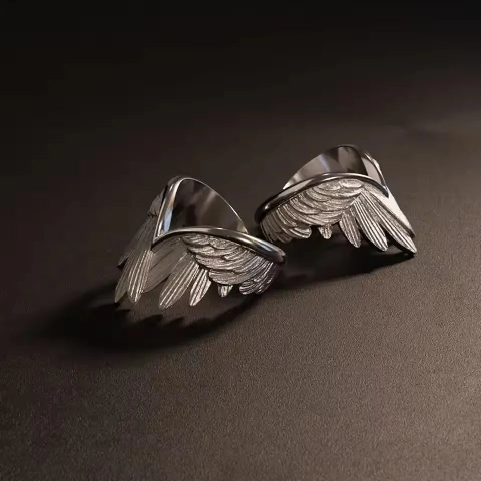 Retro Angel Wings Ring For Women Girls Punk Gothic Adjustable Open Ring Handmade Designer Jewelry Accessories Gift e783