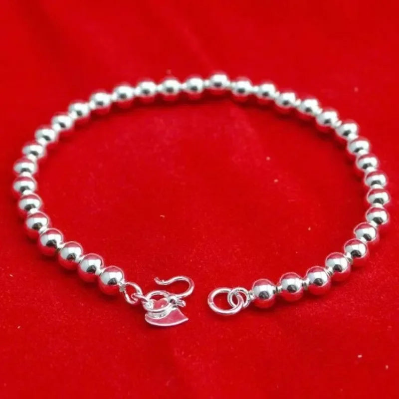 925 Sterling Silver Ball Bracelets For Women Fashion Designer Round Beads Adjustable Charm Bracelet Party Wedding Jewelry Gifts
