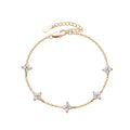 High Quality Crystal Four Leaf Flower Bracelet for Women Clasic Trendy Gold Color Stainless Steel Zircon Bangle Jewelry Gift