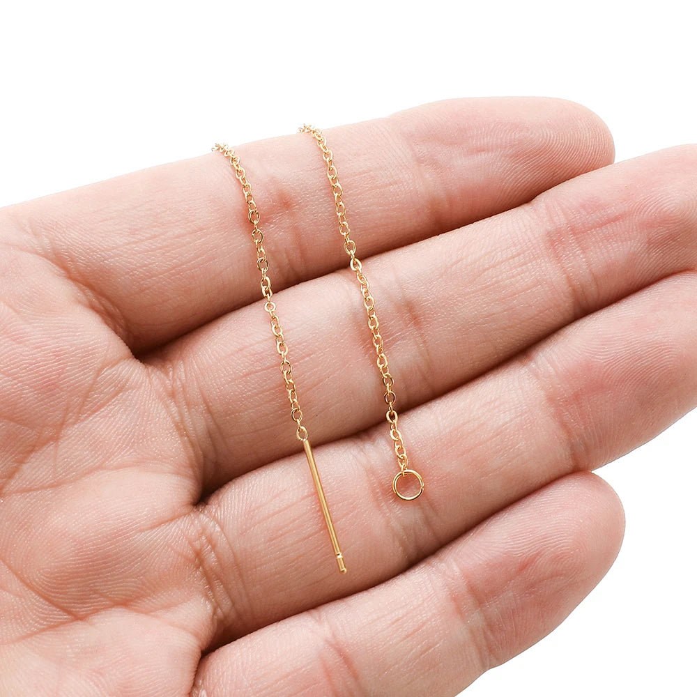 10pcs/lot Stainless Steel Long 8cm Chain Ear Line Earrings for DIY Jewelry Simple Earrings Necklaces Accessories Making Crafts