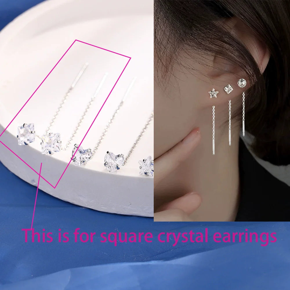 Ventfille 925 Sterling Silver Star Earring for Women Girl Simple Tassels Chain Fashion Office Jewelry Gift Dropshipping