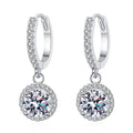 925 Sterling Silver 1 Carat Moissanite Round Earrings for Women Luxury Evening Style