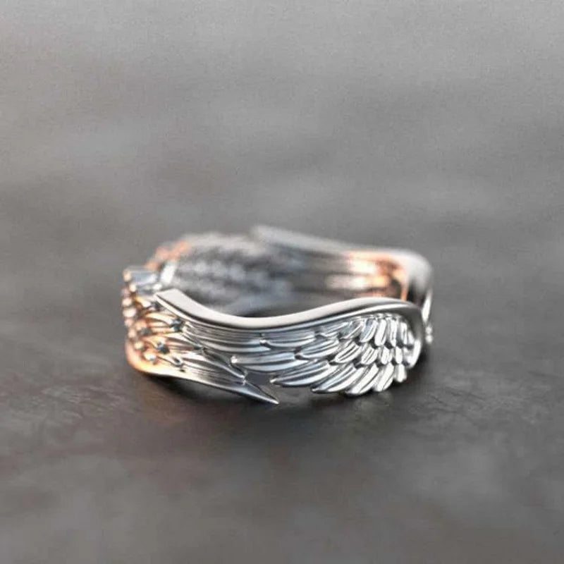 Retro Angel Demon Wing Couples Rings Antique Jewelry Popular Fashion Sense Open Adjustable Finger Ring Punk Hip Hop Gift
