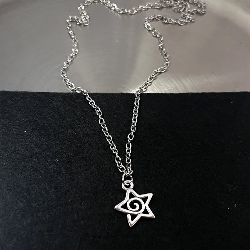 Y2K Flail Fire Heart Teeth Pendant Necklace for Women Men Charm Necklace Grunge Punk Fashion Jewelry ﻿